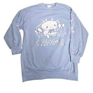 CINNAMOROLL subculture baby blue glitter kawaii long sleeve oversized‎ shirt M